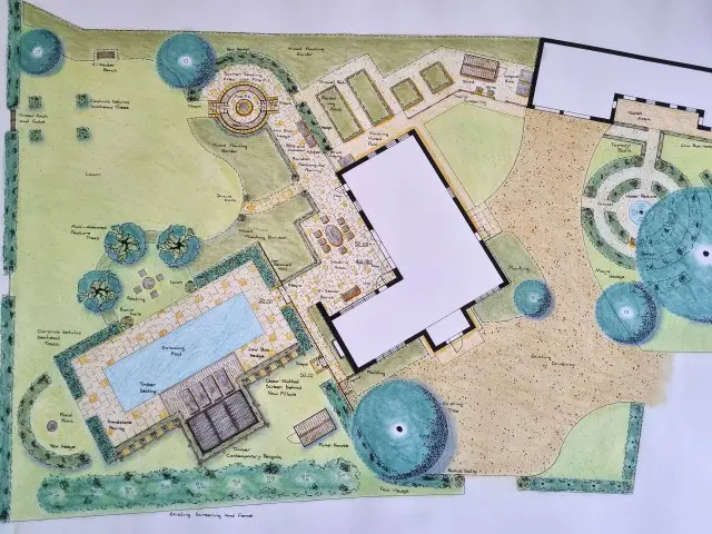 Large Contemporary Garden in Wiltshire Countryside Final Drawing